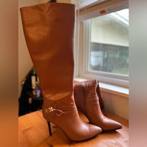 Cognac Brown Leather Knee Boots EUC